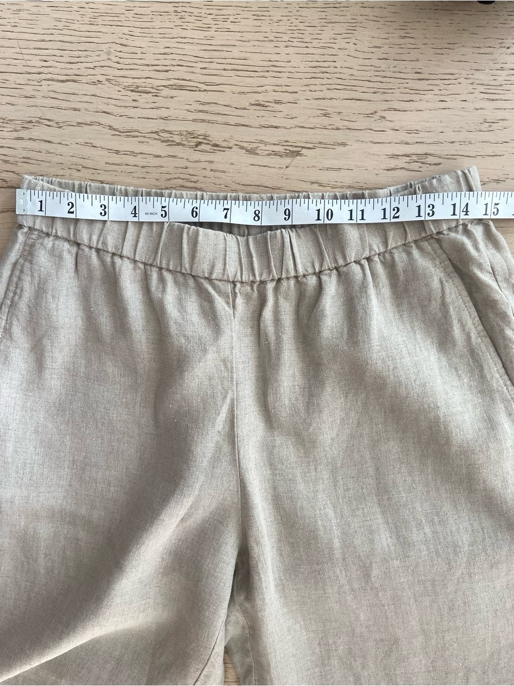 EILEEN FISHER Organic Linen Lantern Pants Petite Medium Natural Pull-On EUC - Picture 7 of 9